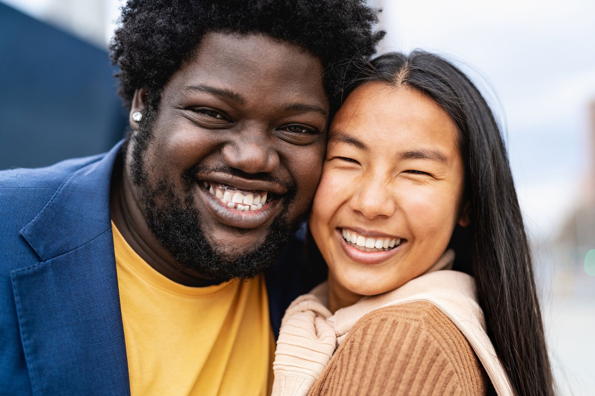 Happy multiracial couple.