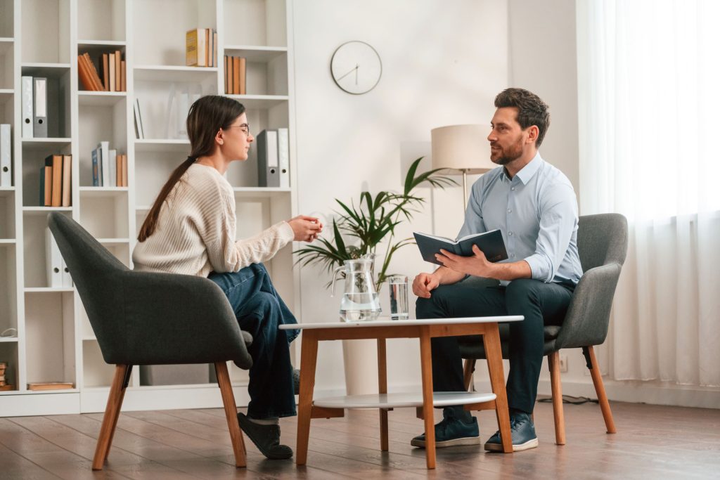 Woman having a Dialectical Behavior Therapy.