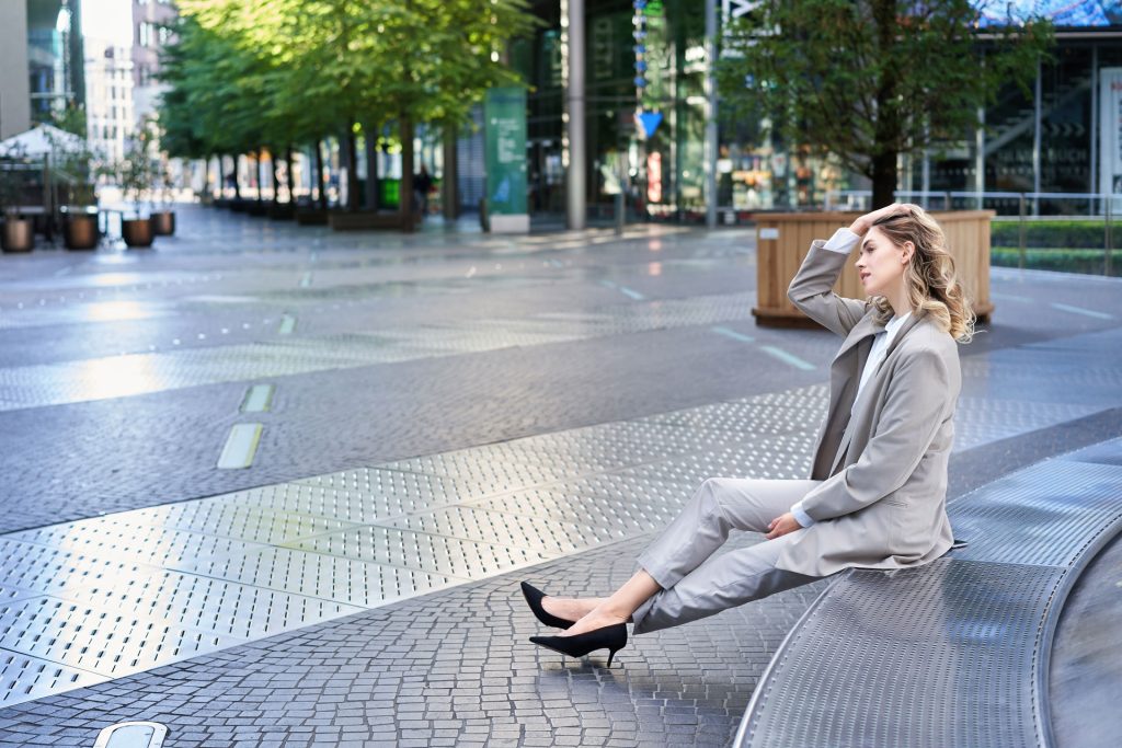 Stress woman outdoor.