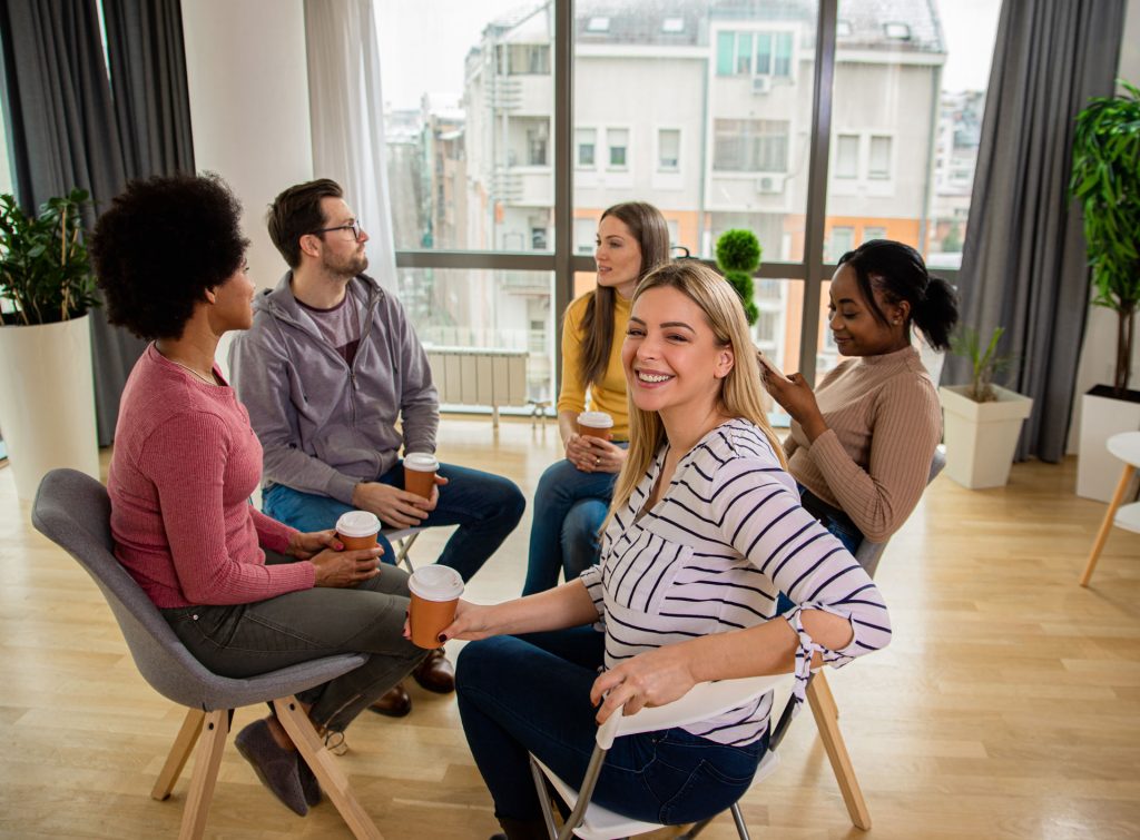 Friends having a group therapy.