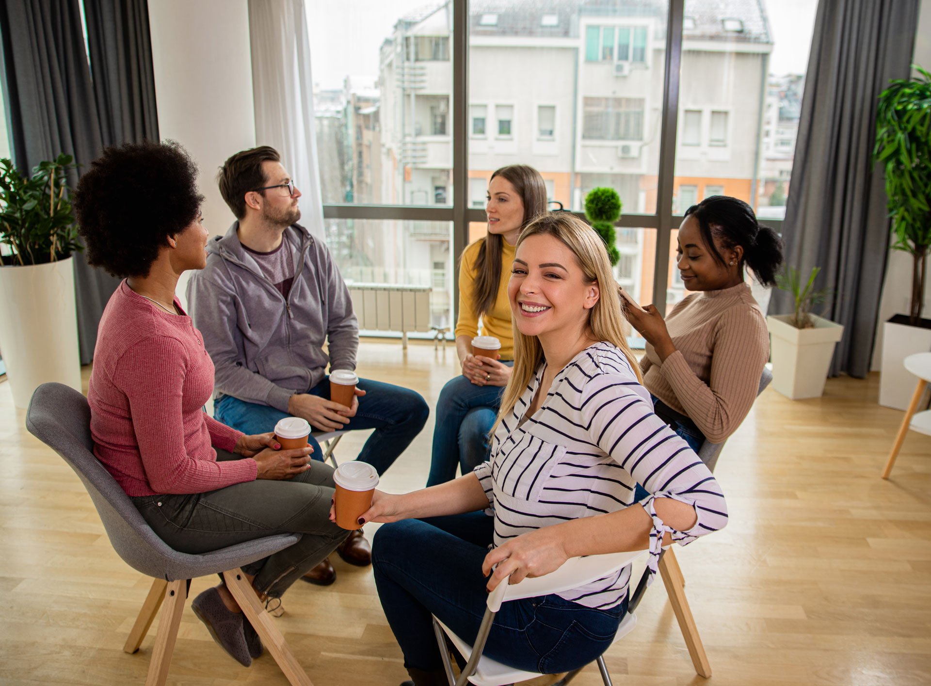 Friends having a group therapy.