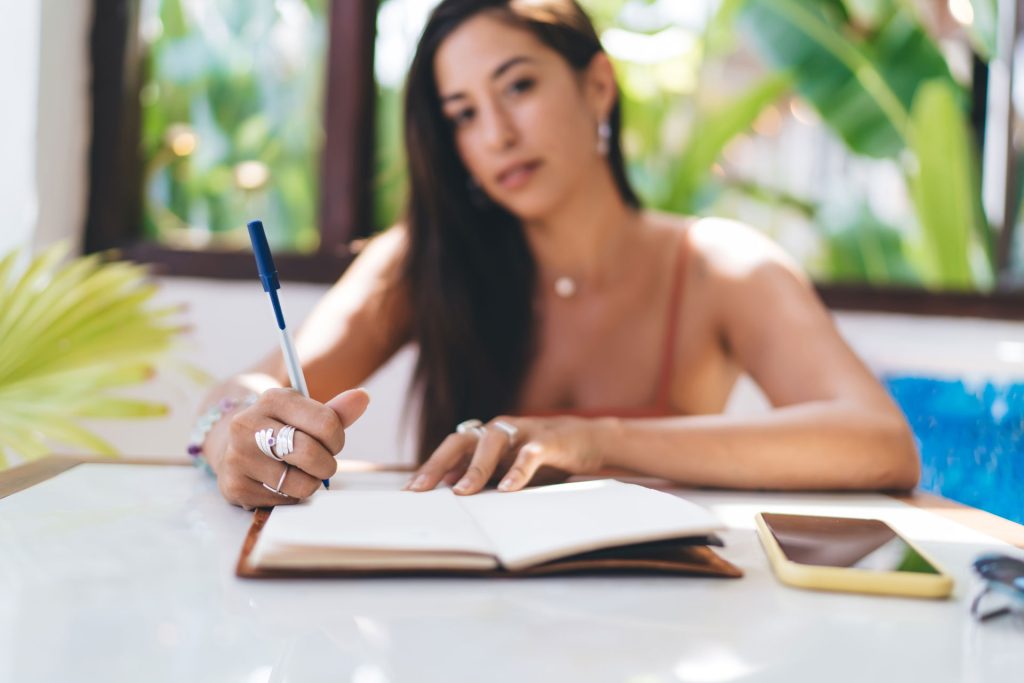 Woman journaling.