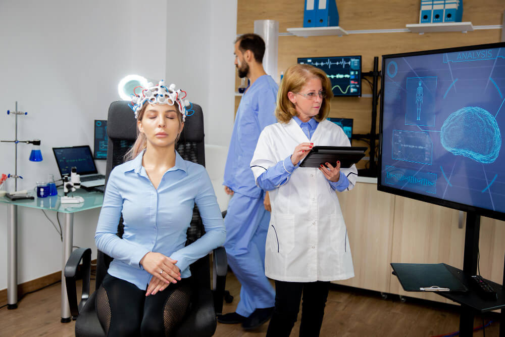 Patient undergoing advanced TMS therapy treatment at Los Angeles Therapy Institute